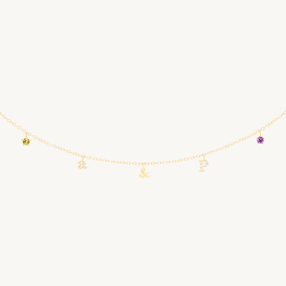 Confetti Custom Five Gold Charm Necklace