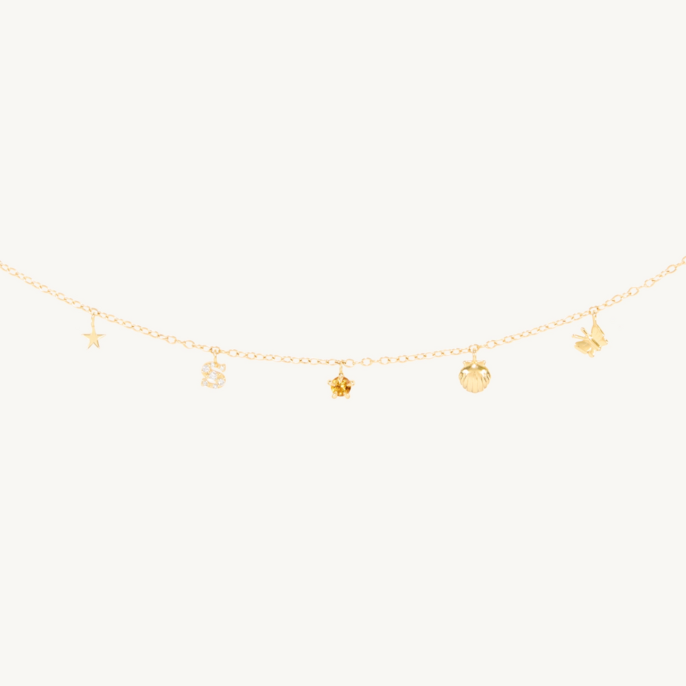 Confetti Custom Five Gold Charm Bracelet