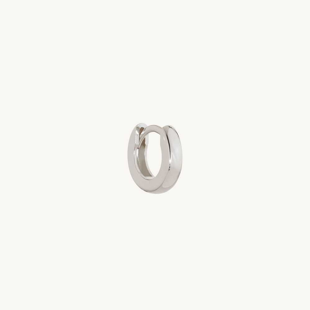 Chubby Huggy Silver Hoop Earrings (Single)