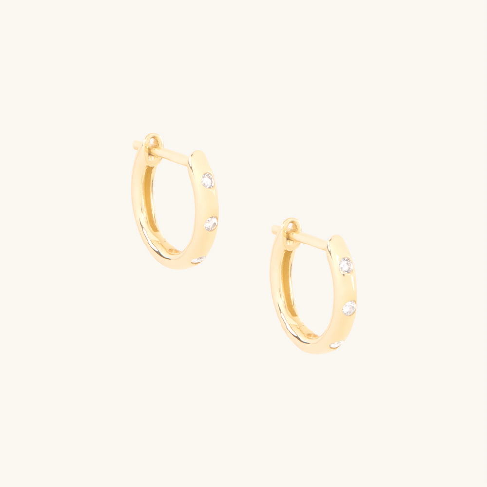 Three Diamond Classic Hoop (Single)