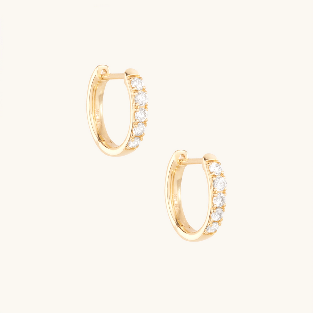 Chubby Huggy Diamond Hoop Earrings (Single)