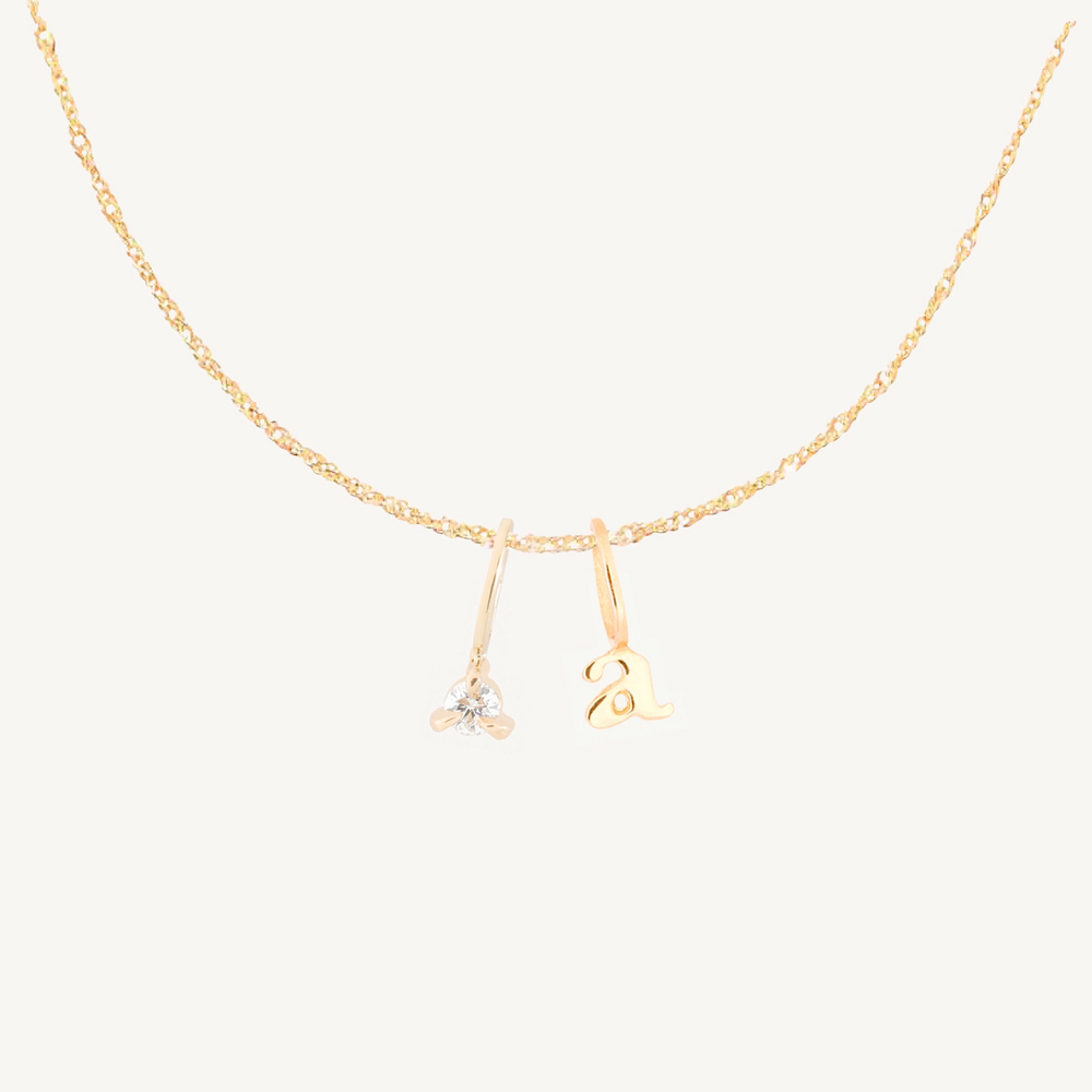 Choose Your Initial & Diamond Charm Necklace