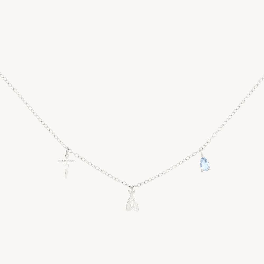 Charmed By You Three Charm Silver Necklace