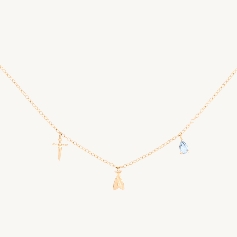 Charmed By You Three Charm Gold Necklace