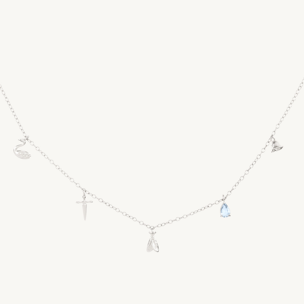 Charmed By You Five Charm Silver Necklace