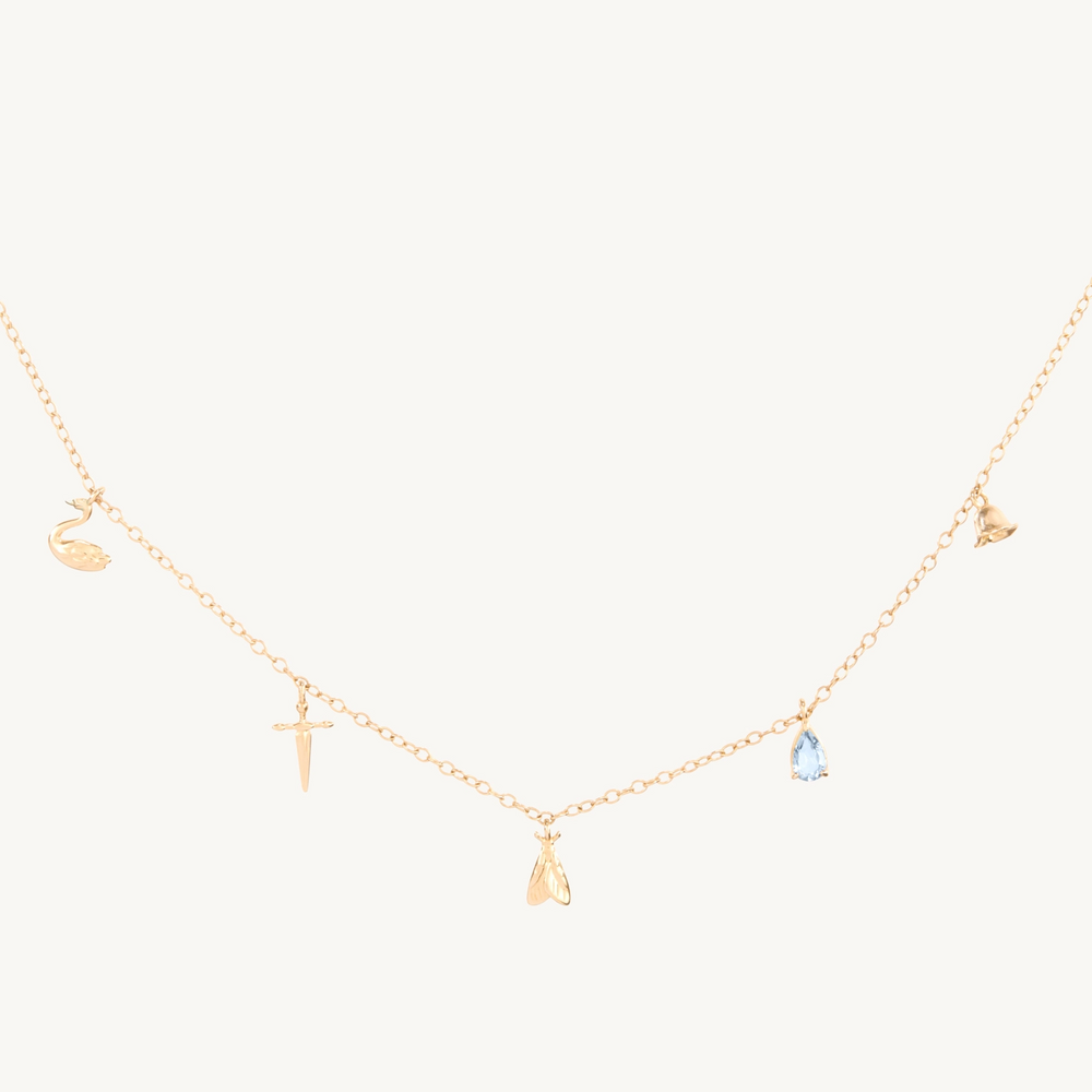 Charmed By You Five Charm Gold Necklace