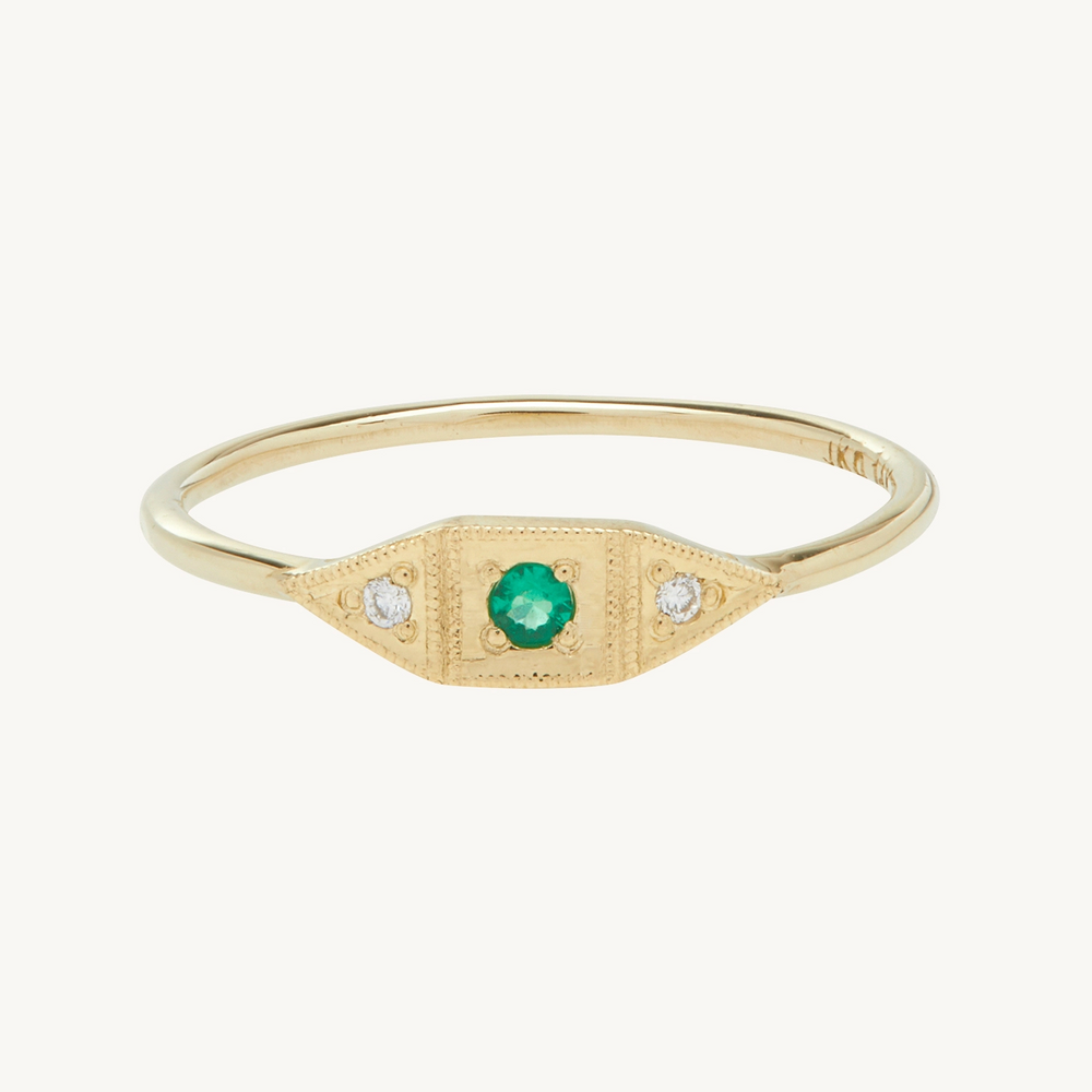 Baby Deco Ring, Emerald