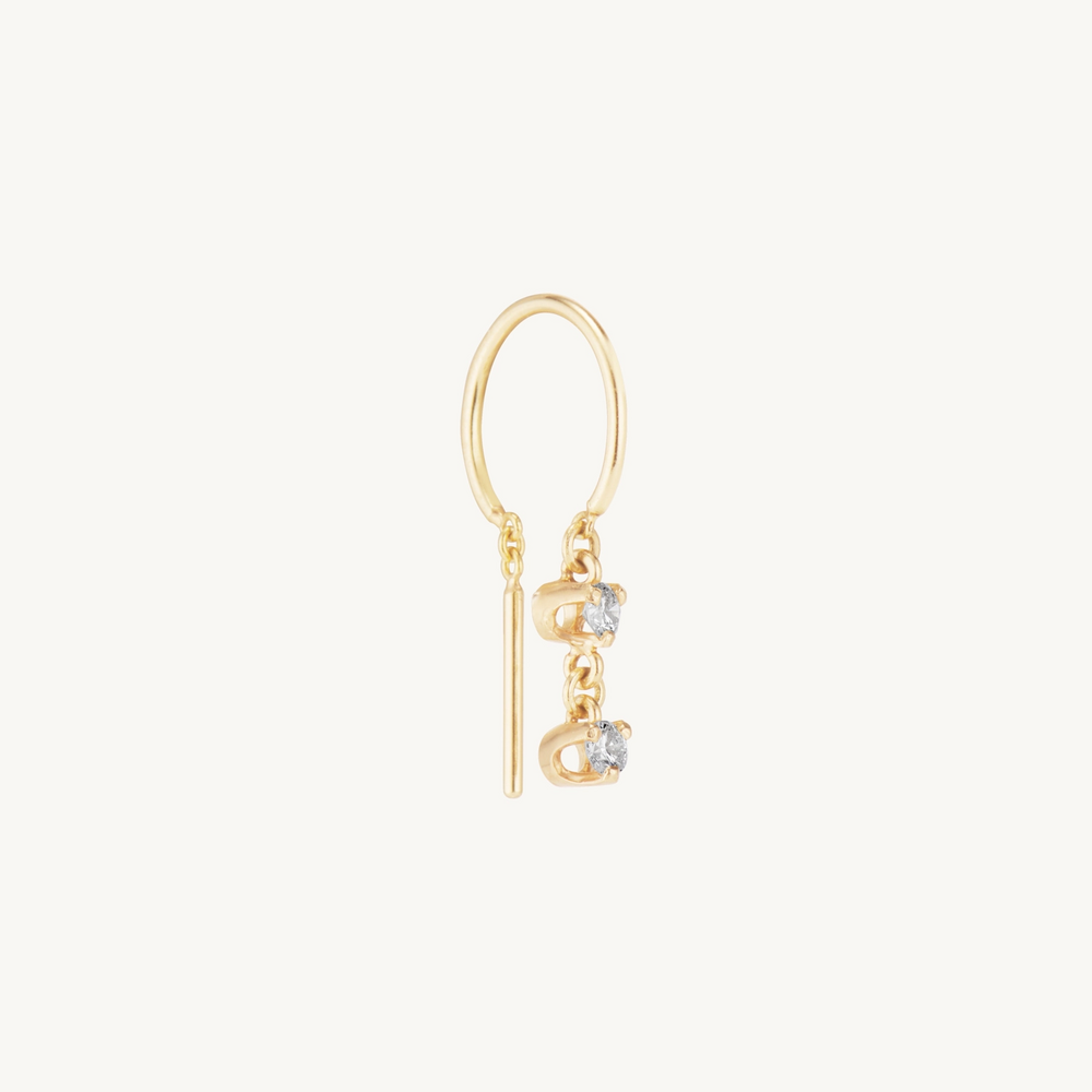 Baby Chime Earring, Double Diamond (Single)
