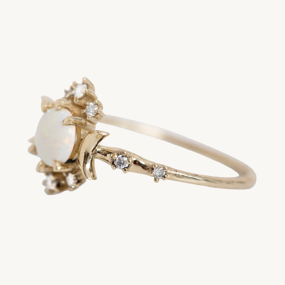 Wandering Star Opal Ring With Diamonds