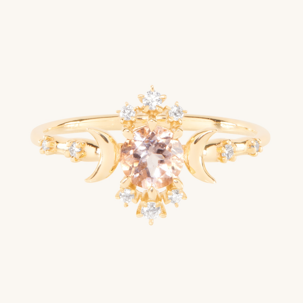 Wandering Star Morganite Ring With Diamonds