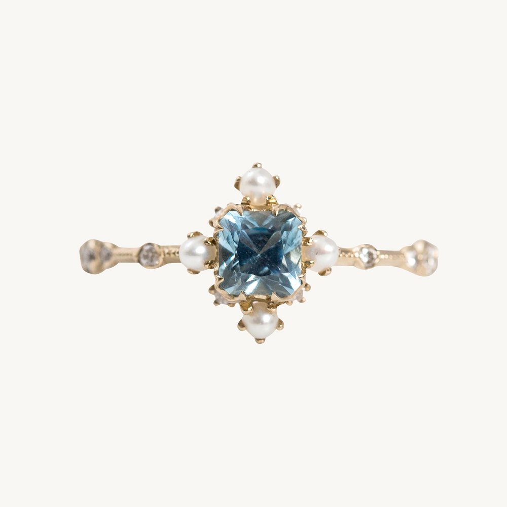 Snowflake Ring Supreme, Aquamarine & Pearl