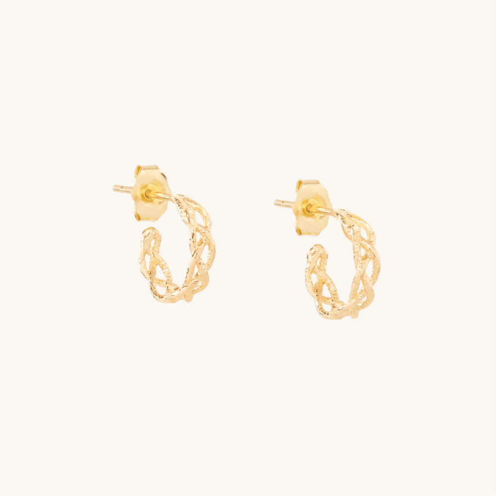 Small Braided Gold Hoop (Single)
