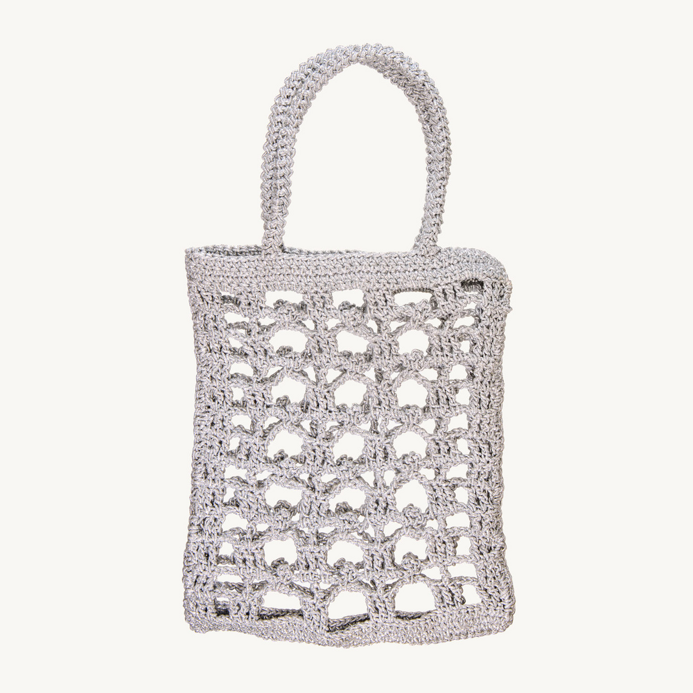 Silver Crochet Lunch Bag