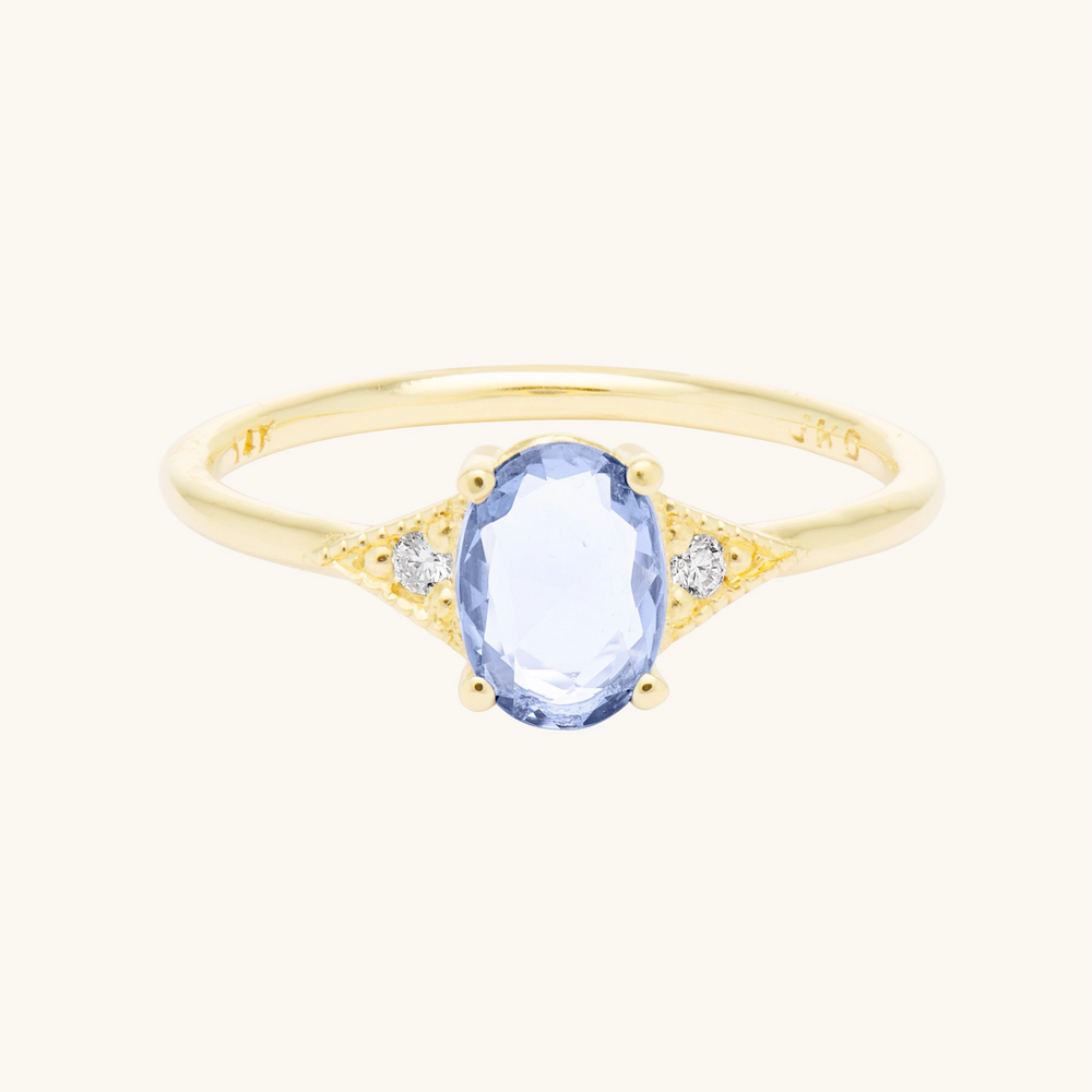 Sapphire Oval Deco Ring