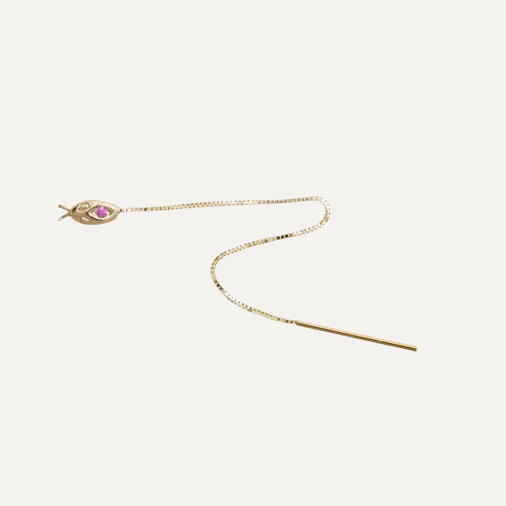 Ruby Snake Threader Earring (Single)