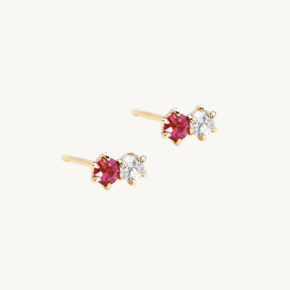 Ruby & Diamond Duo Stud (Single)