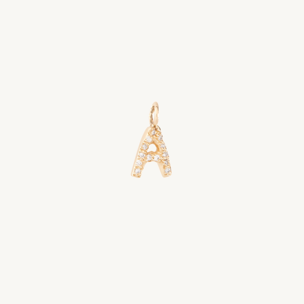 Puffy Diamond Letter Charm