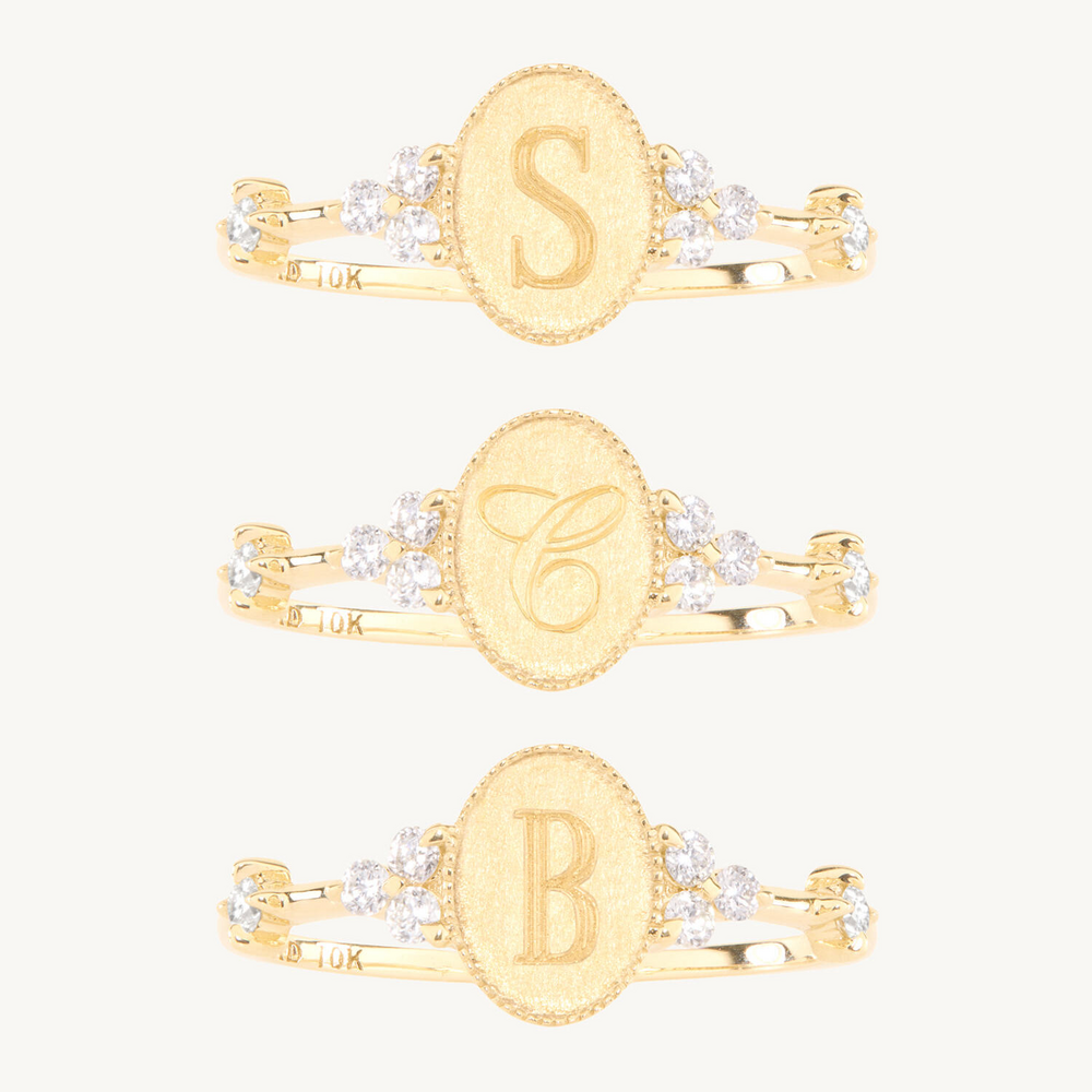 Petal Diamond Signet Ring