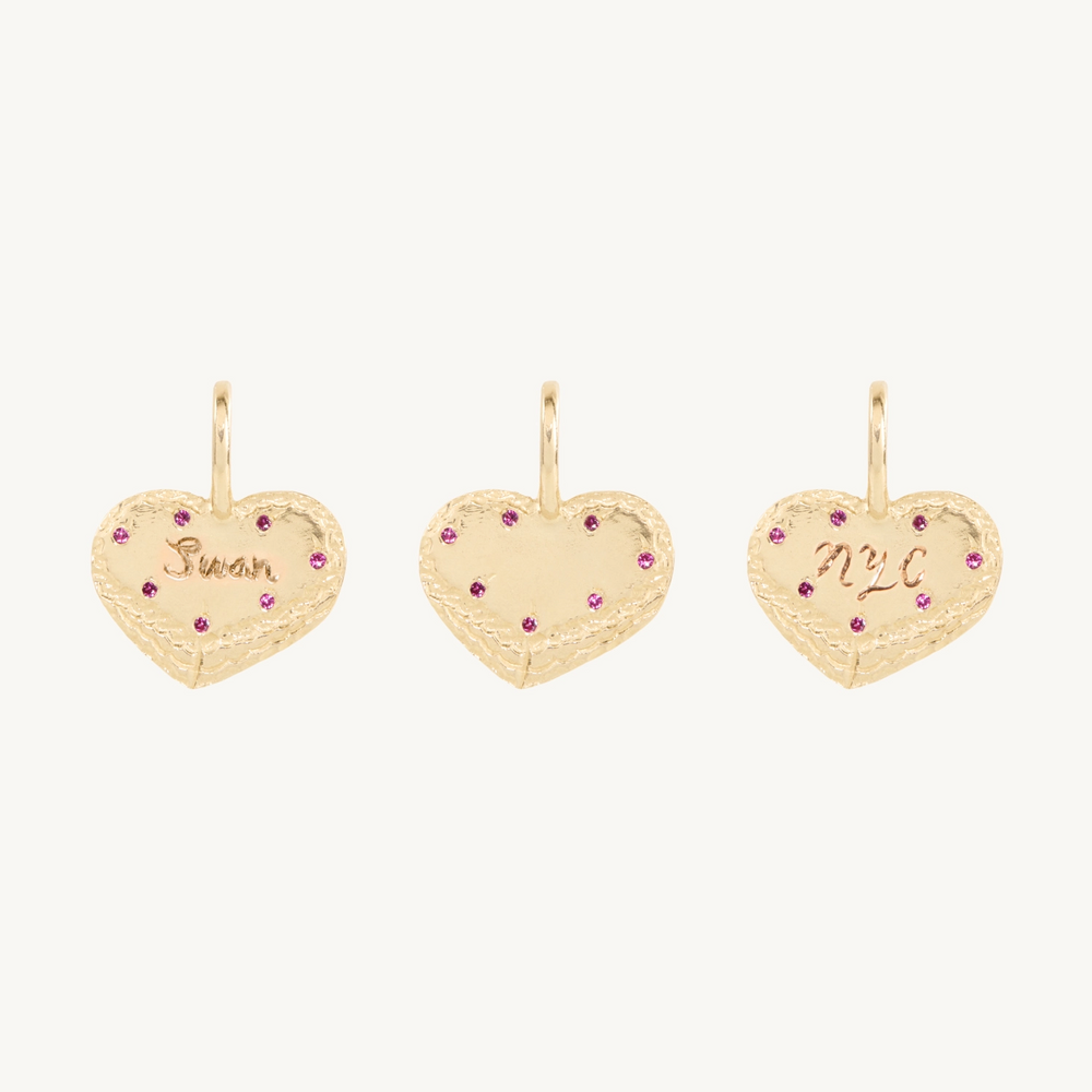 Personalized Heart Cake Charm
