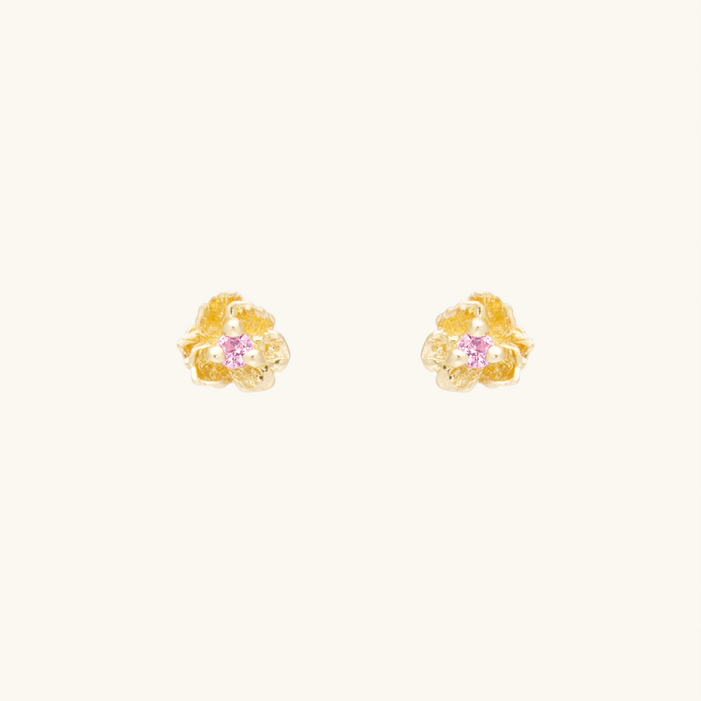 Pansy Pink Sapphire Stud (Single)