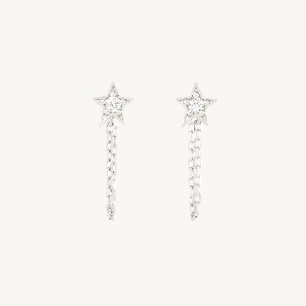 Nocturne Diamond Star Earring, Silver
