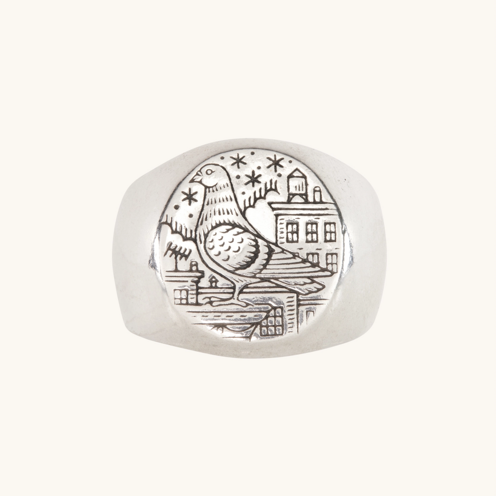New York Pigeon Signet Ring