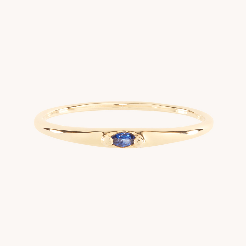 Moondew Signet Ring, Blue Sapphire