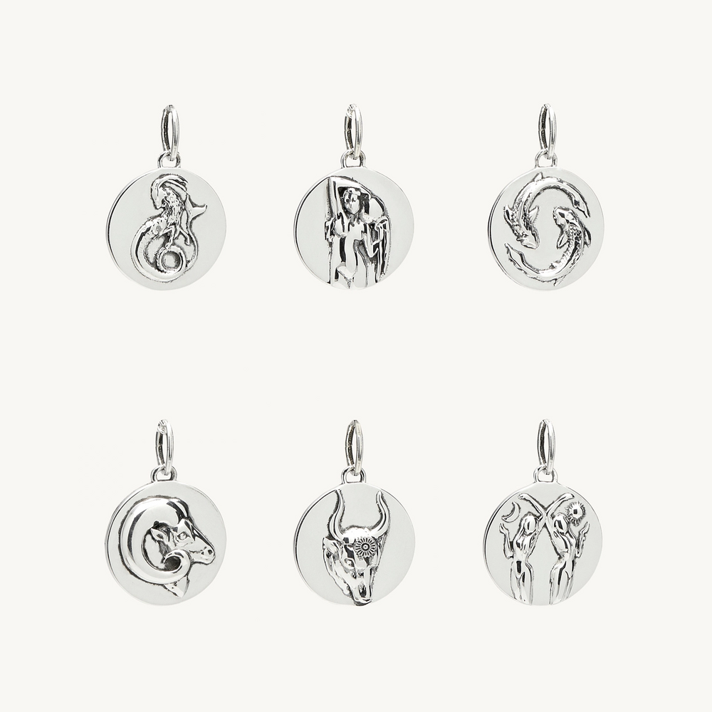 Mini Round Silver Zodiac Pendant