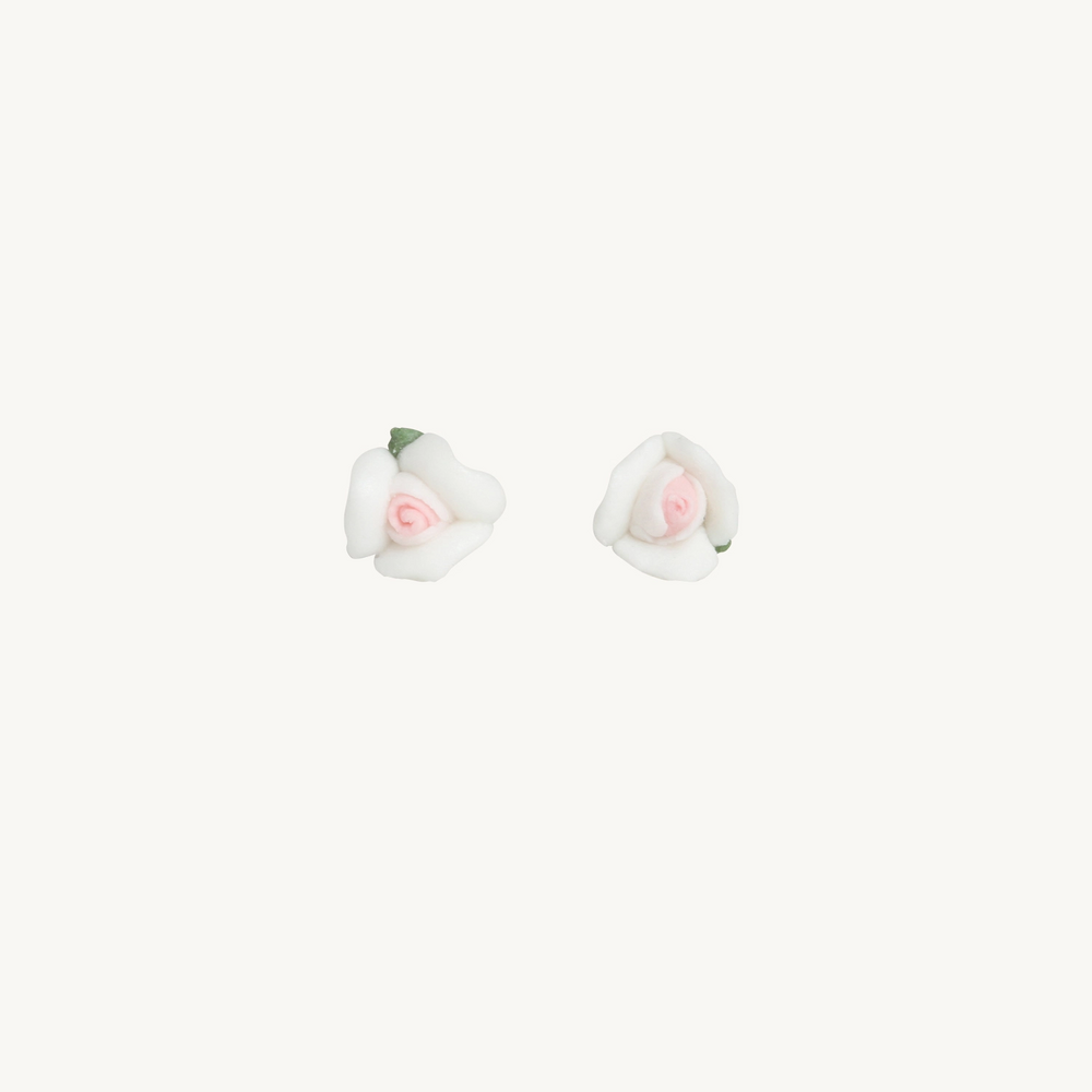 Marzipan Rose Earrings, Snow White (Pair)