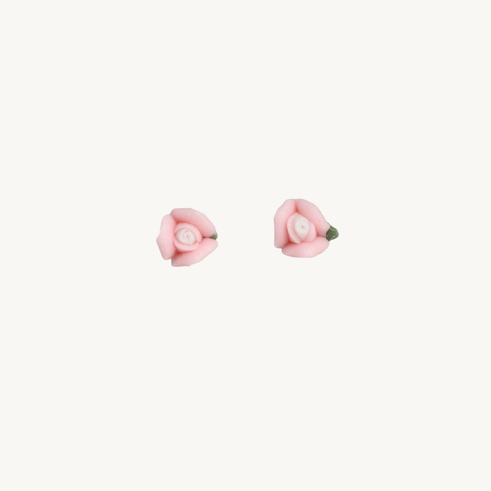 Marzipan Rose Earrings, Carnation Pink (Pair)