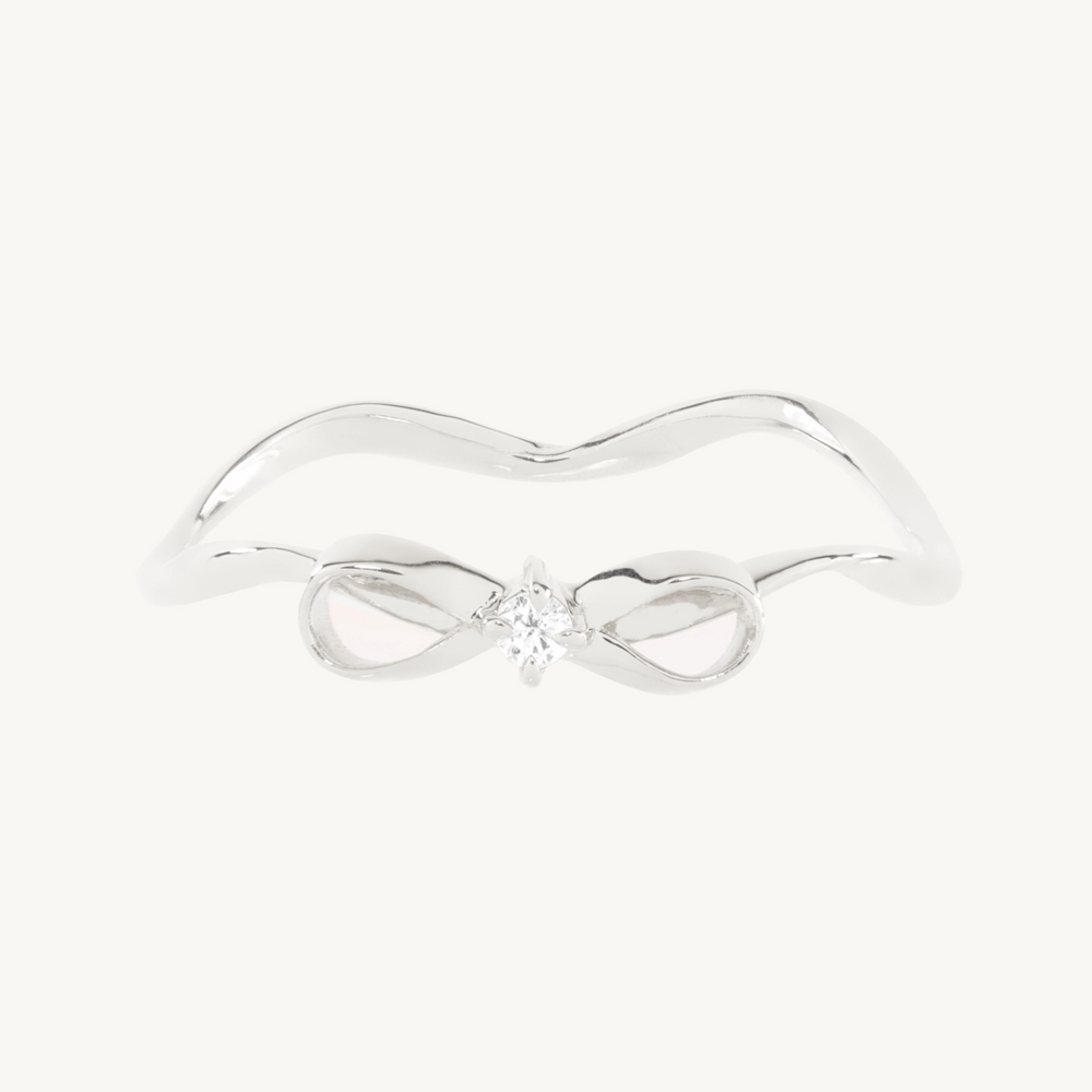 Lovesick Diamond Bow Ring, Silver
