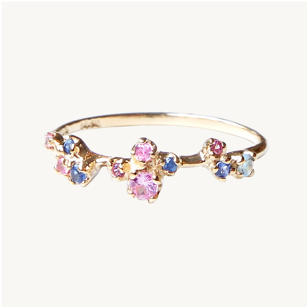 Little Pink & Blue Sapphire Sparkler Ring