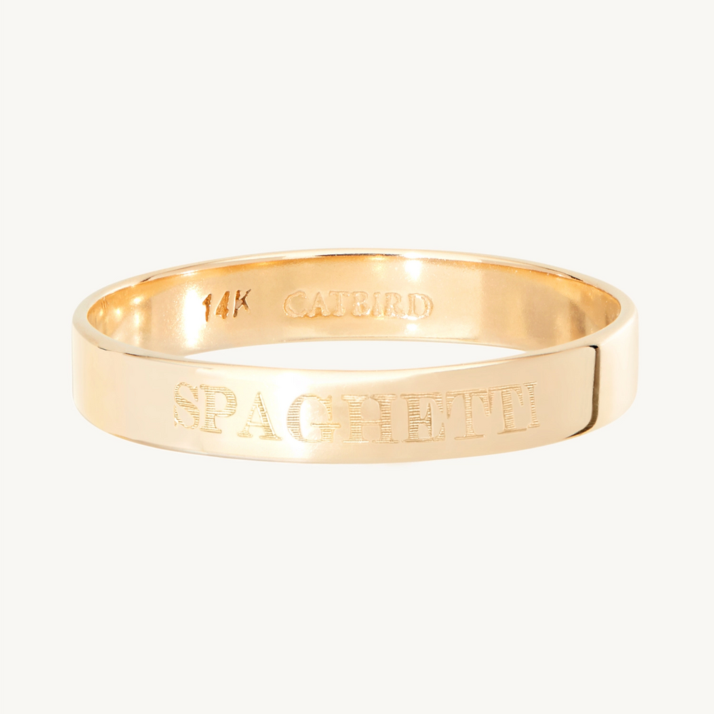 Stackable Engravable Gold Tomboy Ring