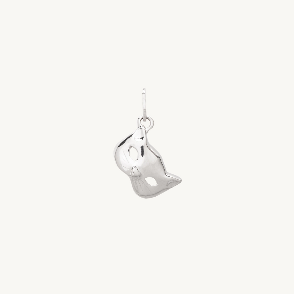 Kitten Mask Charm, Silver