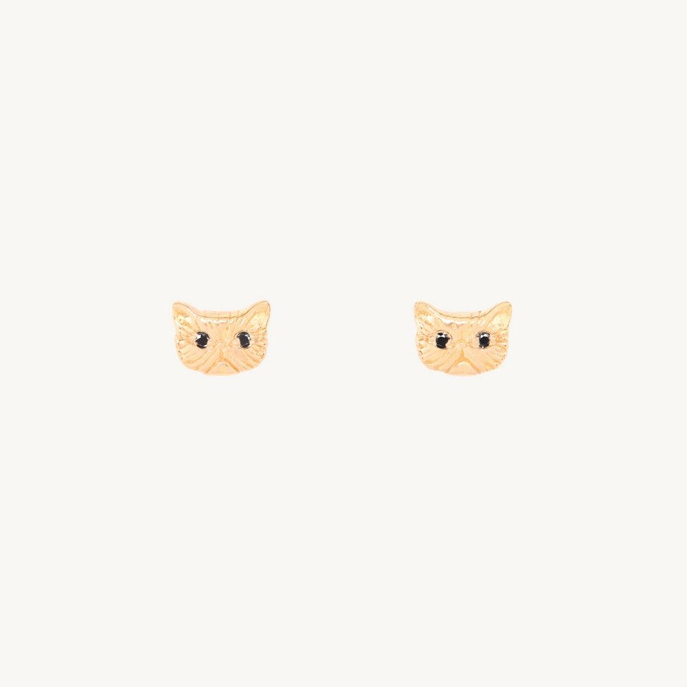Itty Bitty Kitty With Black Diamond Eyes Stud (Single)