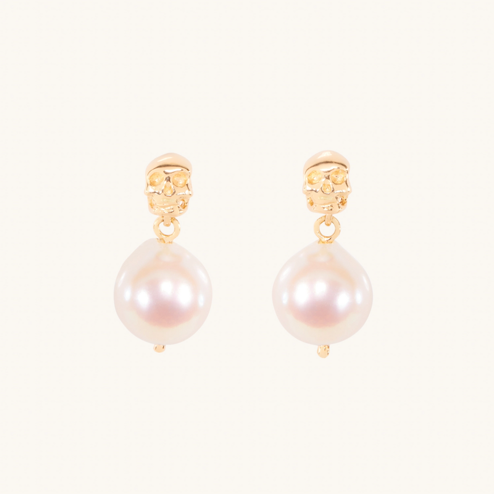 Together Forever Skull & Pearl Earrings (Pair)