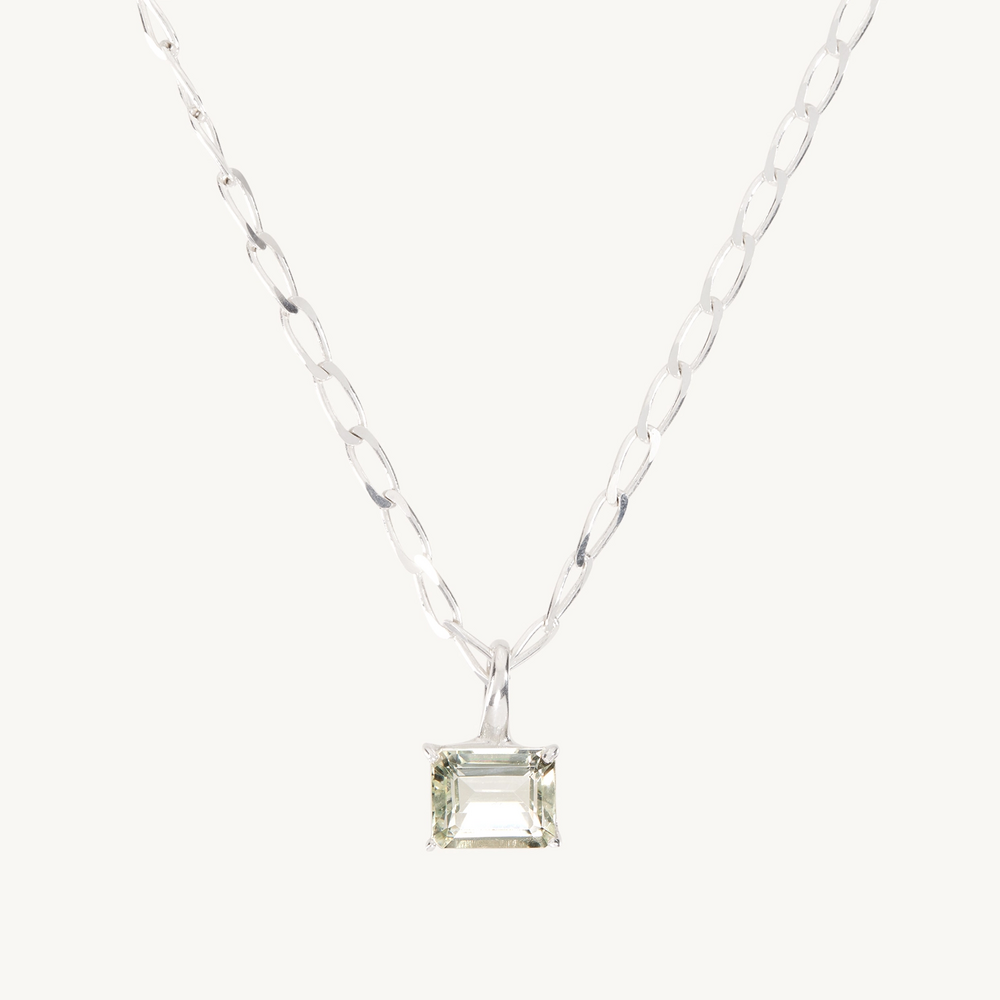 Green Amethyst Tablet Necklace