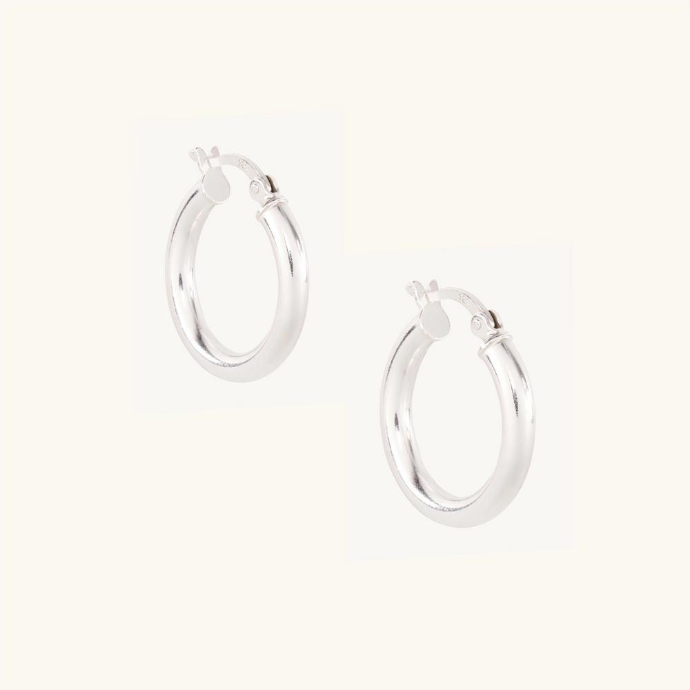 Grand Tubetti Silver Hoops (Pair)