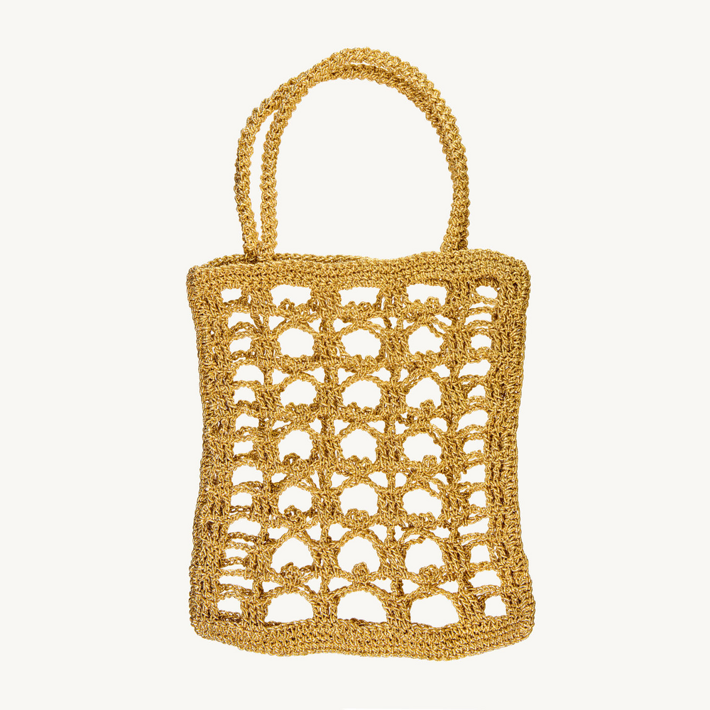 Gold Crochet Lunch Bag