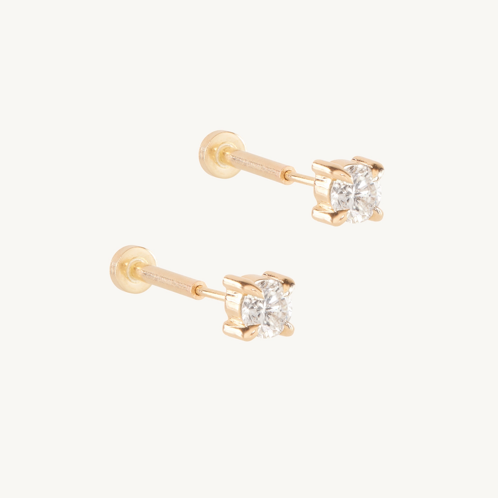 Flat Back Angel Hair Diamond Stud (Single)