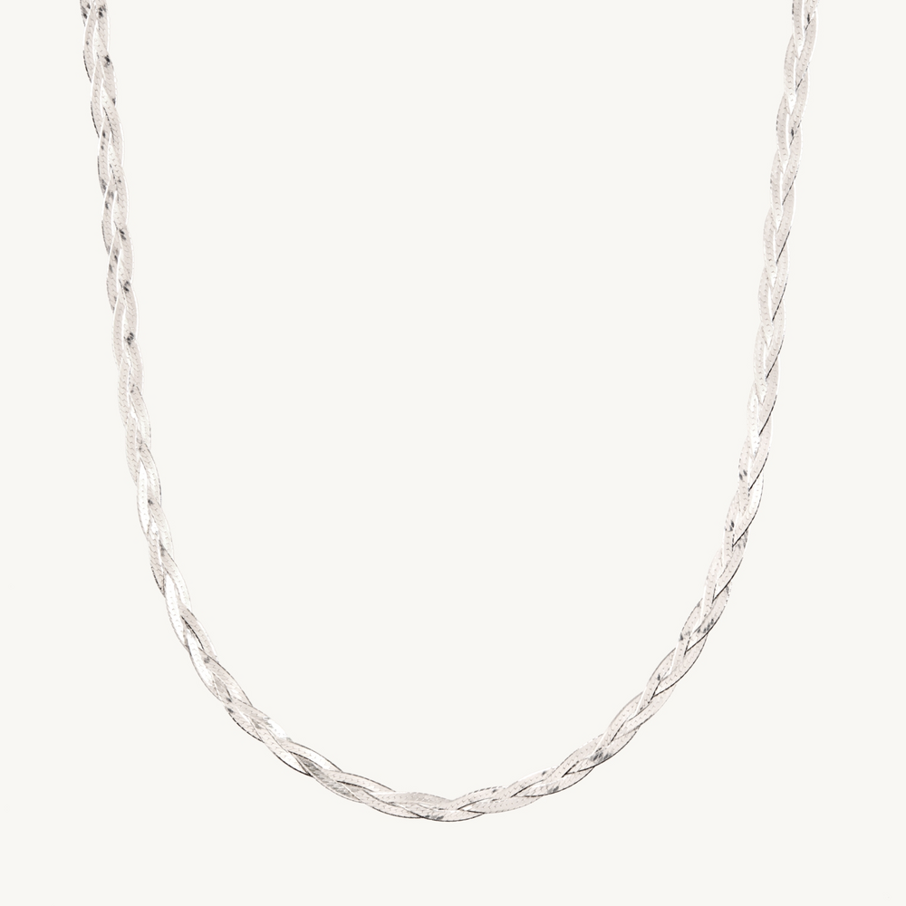 Entwined Braided Chain Necklace, Silver