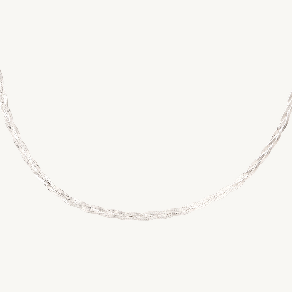 Entwined Braided Chain Collar, Silver