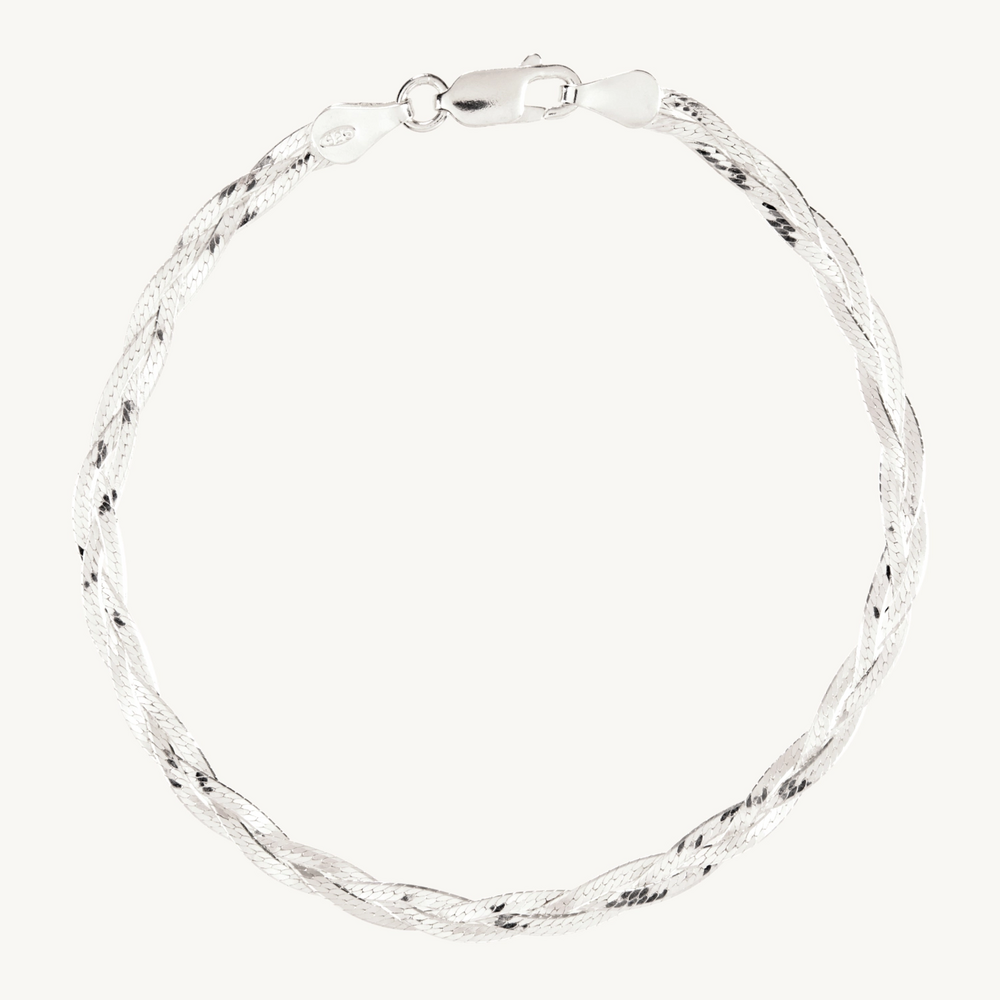 Entwined Braided Chain Bracelet, Silver