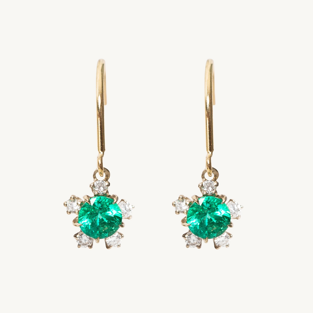 Emerald Snowflake Earrings (Pair)