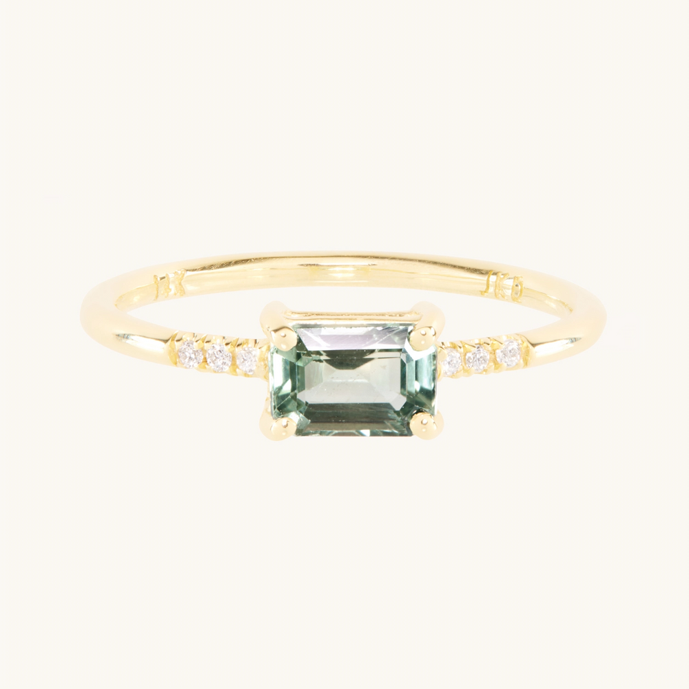 East West Green Sapphire Ring