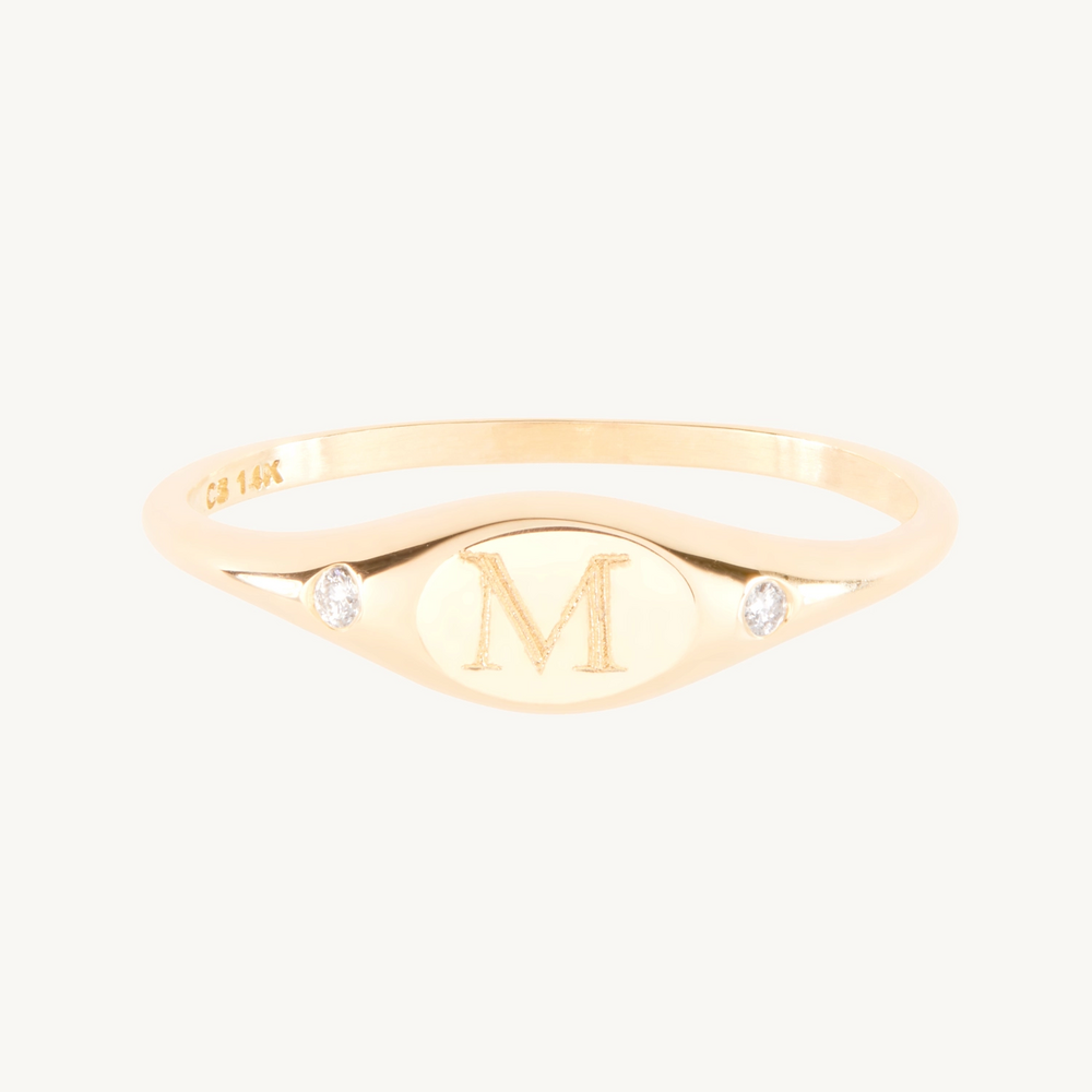 Dollhouse Diamond Signet Ring