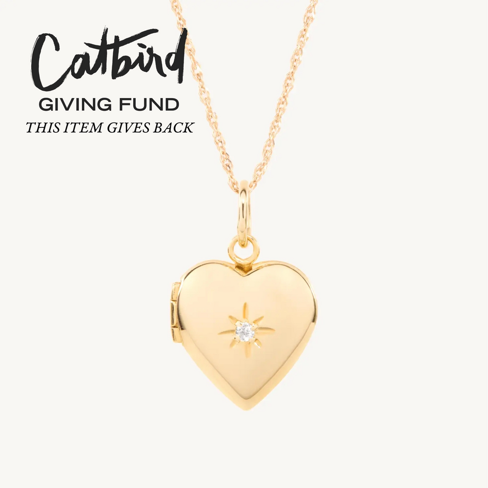 Dollhouse Diamond Heart Gold Locket