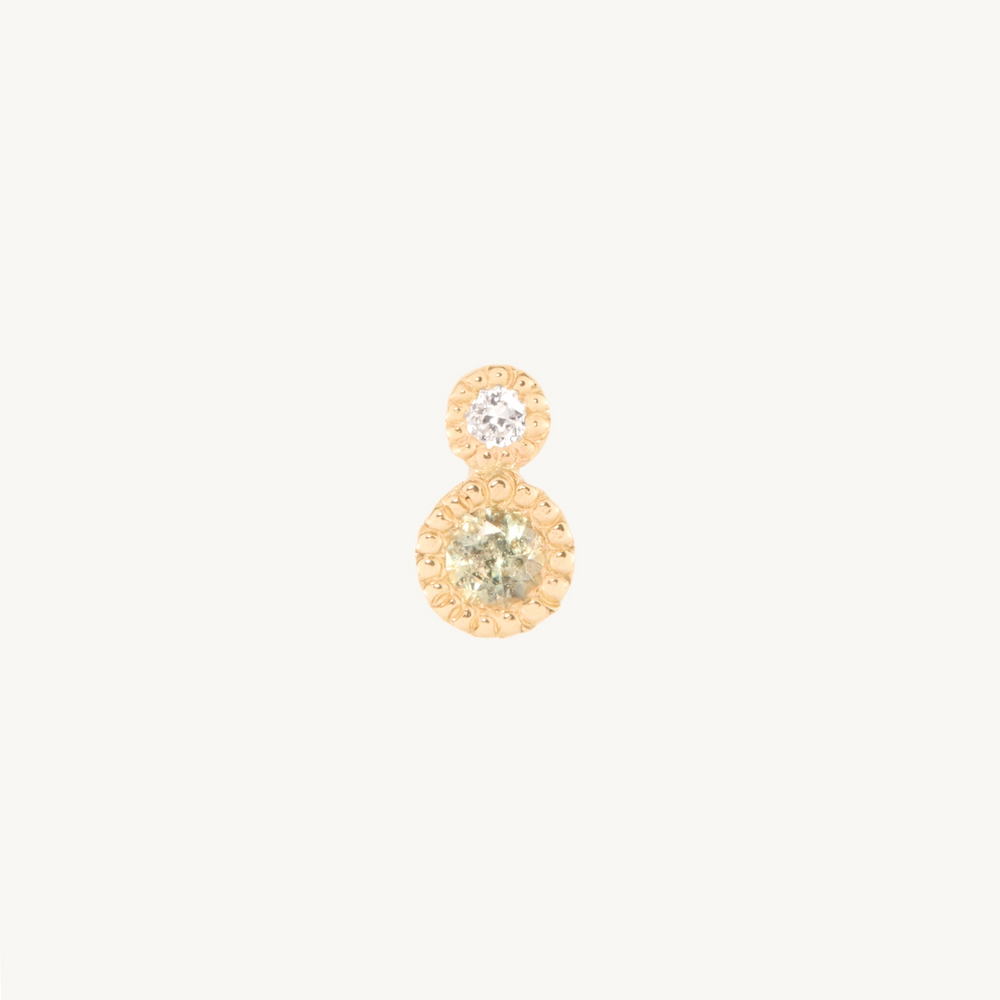 Diamond & Green Sapphire Duo Stud (Single)