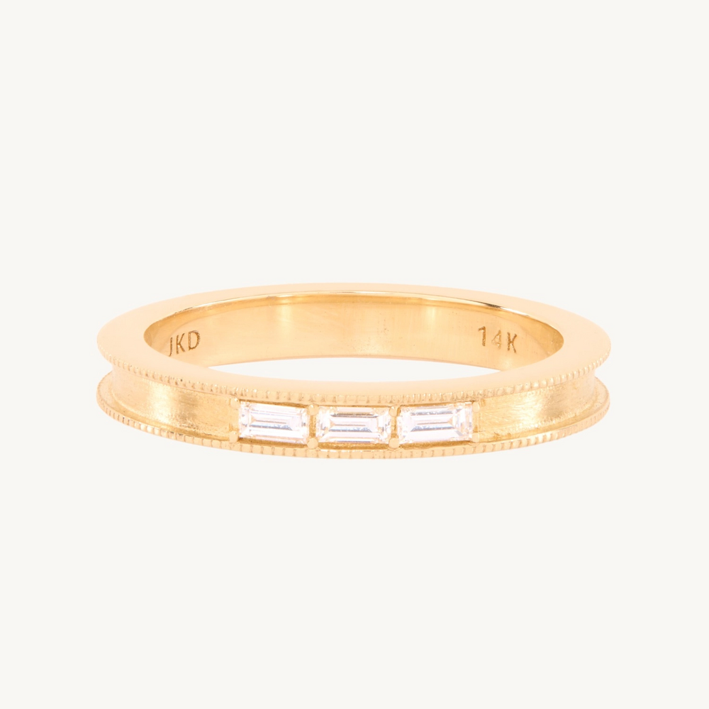 Diamond Baguette Milgrain Band
