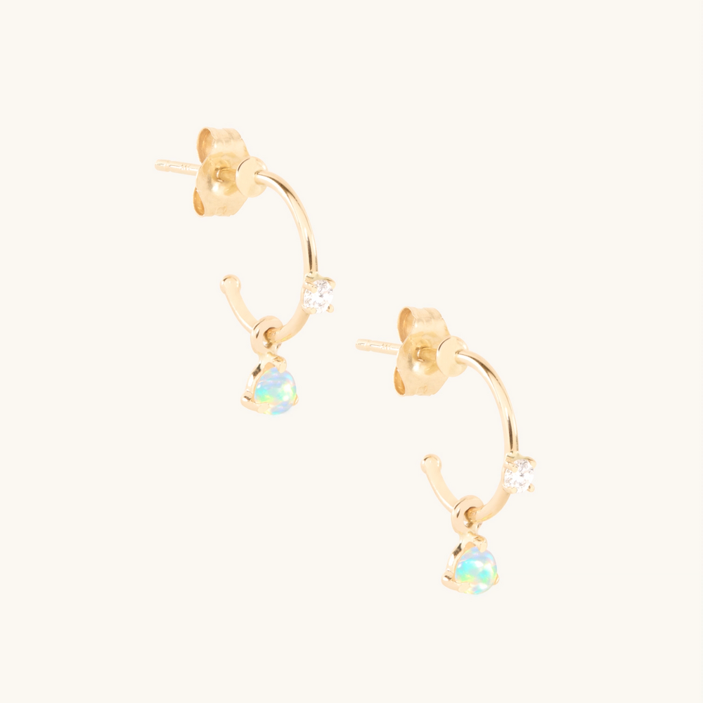 Diamond And Opal Hoop (Single)